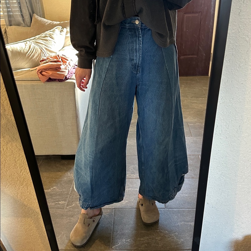 Rare Vintage Weekend Ultra High-waisted Reworked Upside-Down Wide Leg Denim